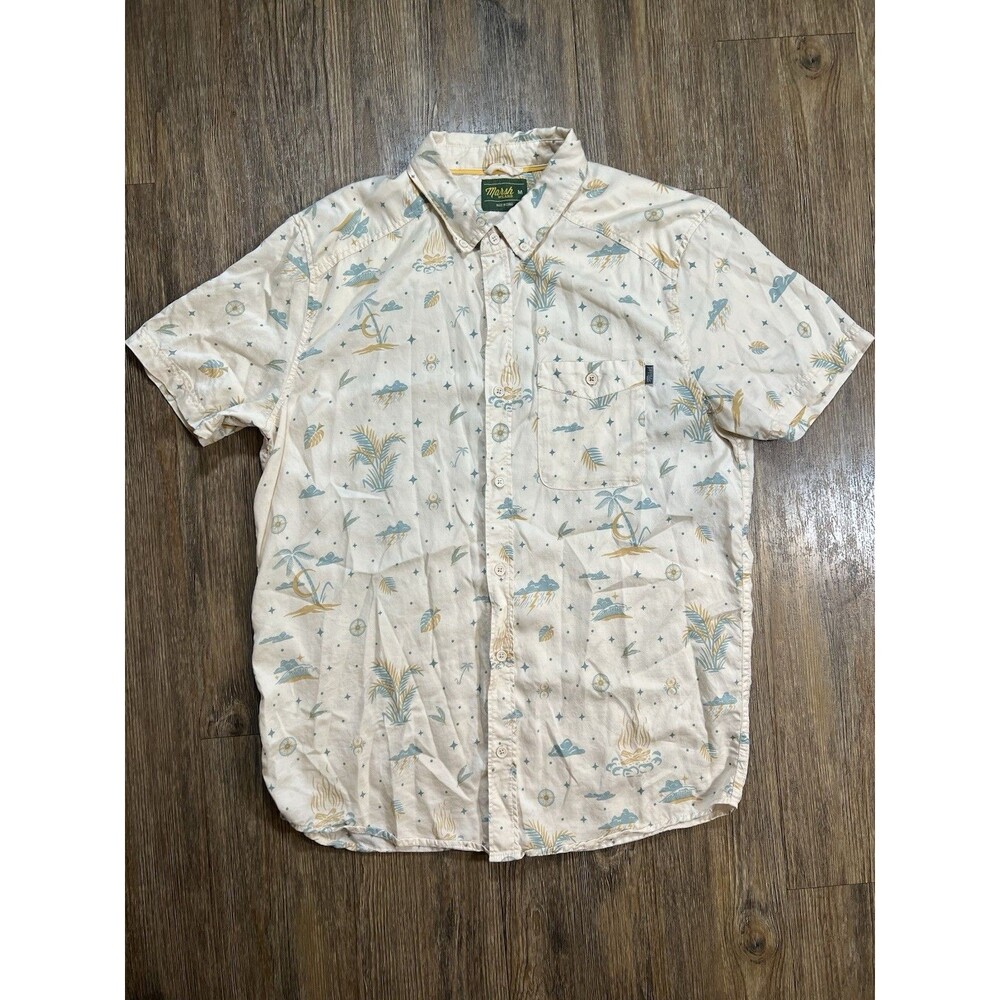 Marsh Men’s Lightweight Hagood Short Sleeve Shirt Size Medium Nature Print
